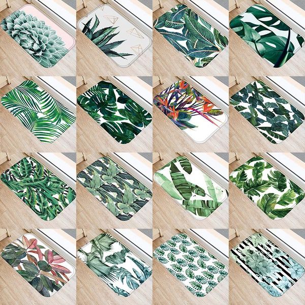 

carpets tropical palm leaf cactus monstera pattern 40*60 door mat coral velvet carpet rubber indoor floor mats non-anti-slip rug 48223-2