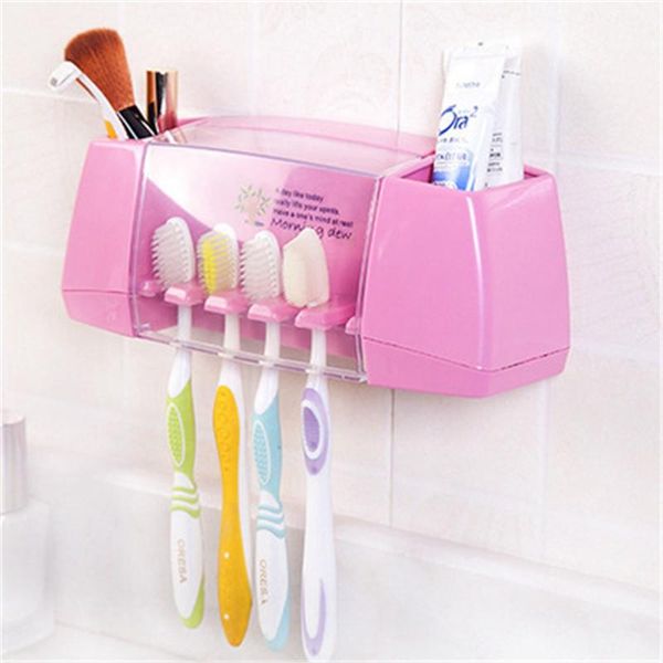 

bathroom storage & organization household wall mount paste type stand toothbrush racket holder toothpaste toiletries rack tooth brush hooks