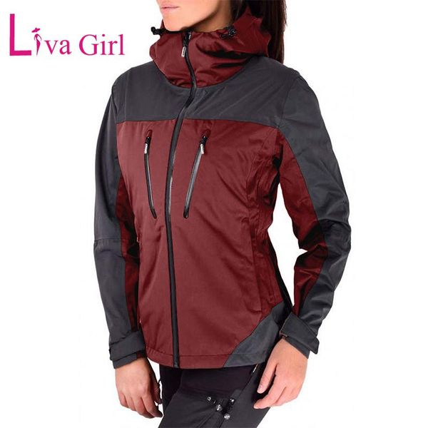 

liva girl women plus size windbreak jacket coats 2021 casual color block ladies hooded outwear parka jackets lightweight coat 2x, Black;brown