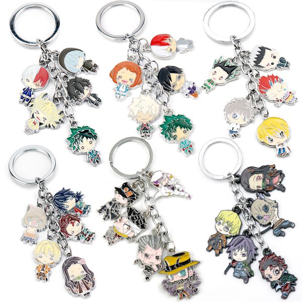 

anime trinket keychain demon slayer/my hero academia/ bizarre adventure/the seven deadly sin keyrings bags car key chain llavero, Silver