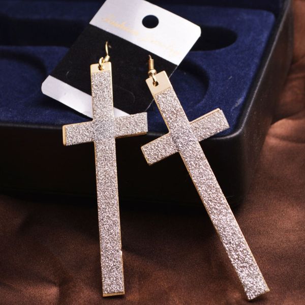 

simple long punk cross earrings gold silver plated dangle vintage jewelry for women girl party club decor