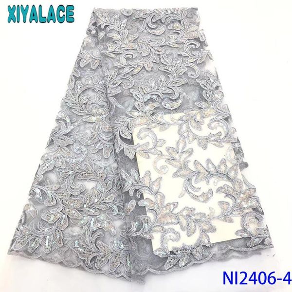 

ribbon 2021 african fabric lace net french sequence nigerian embroidered laces for women ksni2406, Pink;blue