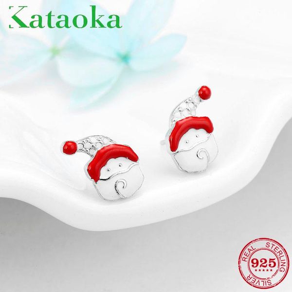 

stud authentic christmas series snowman hat 925 sterling silver studs earrings luxury party women jewelry gift, Golden;silver