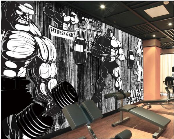 

3d wallpaper custom p mural retro plank exercise gym in the living room home decor 3d wall murals wallpaper for walls 3 d