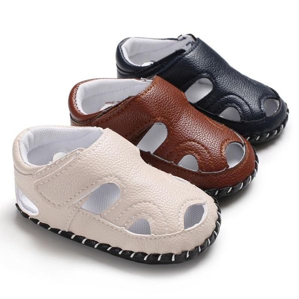 

sandals born baby boy girl soft sole shoes toddler leather prewalker summer 0-18m, Black;red