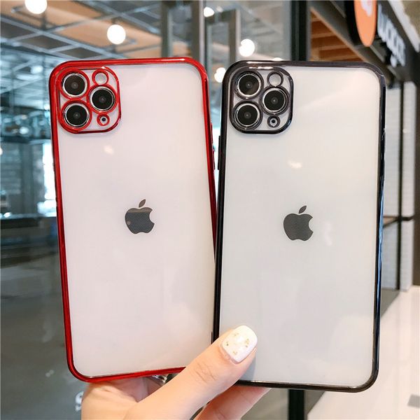 

square plating transparent phone case for iphone 12 mini 11 pro max xs max xr x 7 8 6 plus se2020 soft silicone back cover