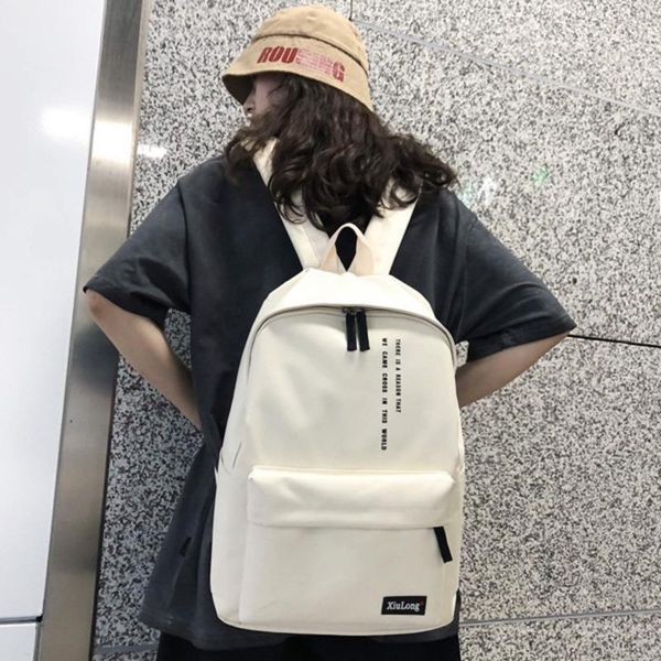 

backpack solid color women letter fashion oxford bagpack school bags for teenagers girls boys mochilas travel back pack