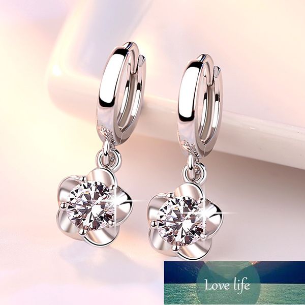 

wholesale rose flower cubic zirconia 925 sterling silver female stud earrings original jewelry for women drop shipping gift factory, Golden;silver