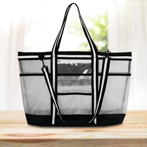 

storage bags mesh beach bag white tote strong loading easy carry durable large