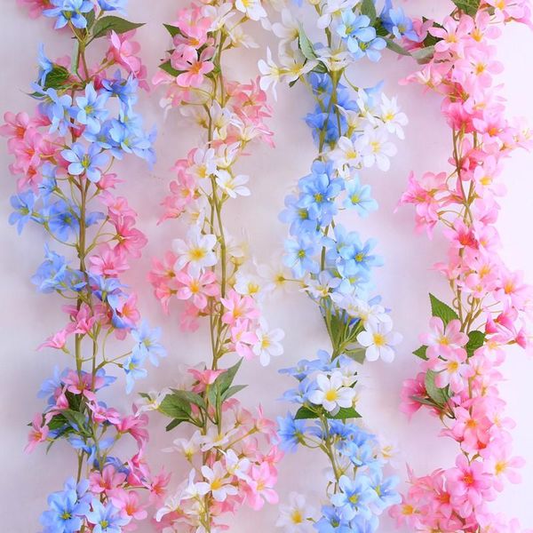 

126 flowers 1pcs silk rose wedding decoration ivy rattan artificial flower arch decoration and green leaf wall garland