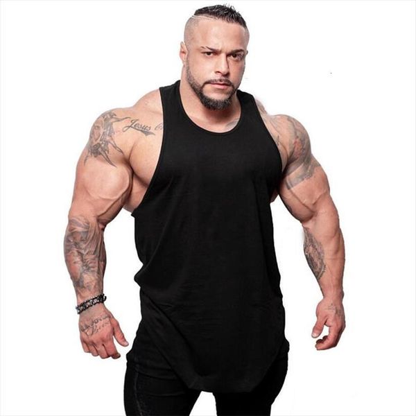 

solid men brand gyms sleeveless shirt bodybuilding tank mens summer fitness casual o neck, White;black