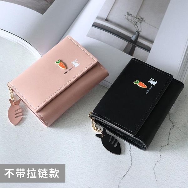

wallets money bag cute wallet 2021 female short student soft leather cartoon korean small bags girl, Red;black