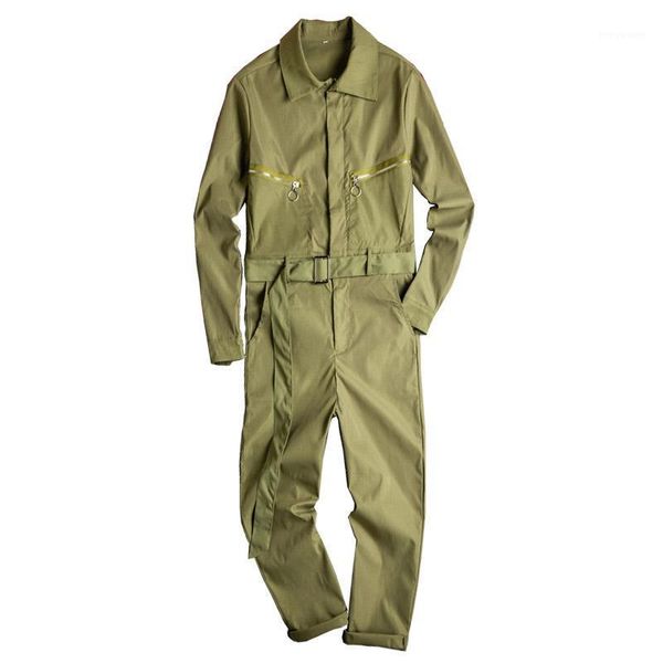 

men fashion hip hop bib overalls wasit belt solid color streetwear jumpsuits for male suspender pants men's jeans, Blue