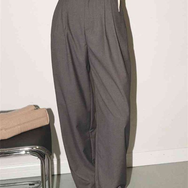 

women's pants & capris spring korean fashion high waist straight leg women suit trousers loose pleated long beige brown g8vc, Black;white