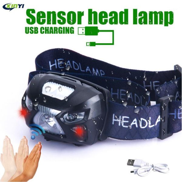 

headlamps powerfull led headlamp built-in battery rechargeable headlight body motion sensor head camping torch light lamp1