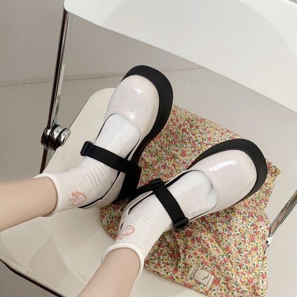 

dress shoes mary jane women platform cute heart thick high heel lolita round toe fashion chunky japanese jk retro, Black