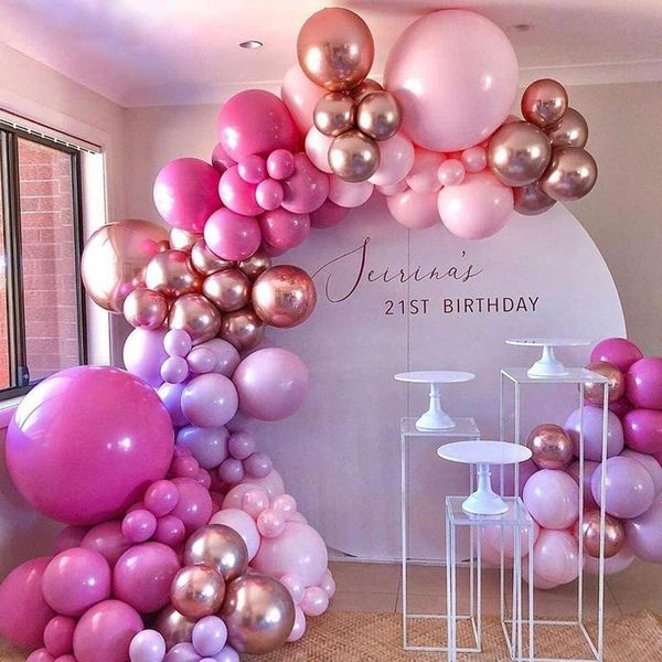 

party decoration 126pcs/set pink chrome rose gold balloon garland arch kit for wedding baby shower birthyday ballon anniversaire
