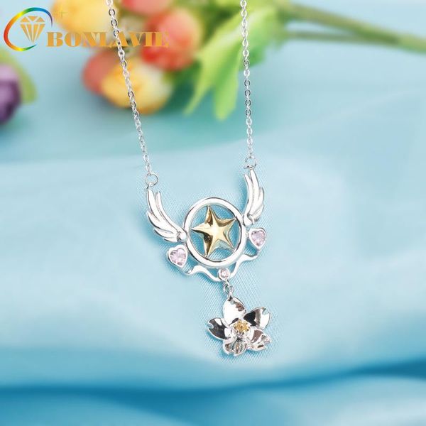 

pendant necklaces bonlavie sakura star necklace collarbone chain jewelry wholesale, Silver