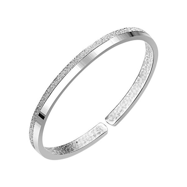 

s999 sterling silver girlfriend gift bracelet sandblasted silver bracelet european and american fashion glossy open