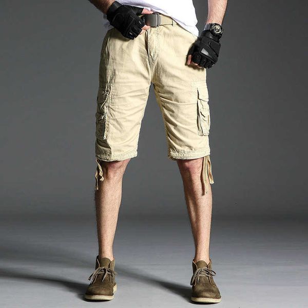 

men's shorts male multi pocket summer loose zipper plus size short pant casual cotton black solid mens cargo vszv njfo, White;black