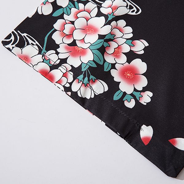 

aelfric 2021 new eden fashion sakura carp print hip hop men style front open coats summer loose japanese kimono jacket 8k70, Black;brown