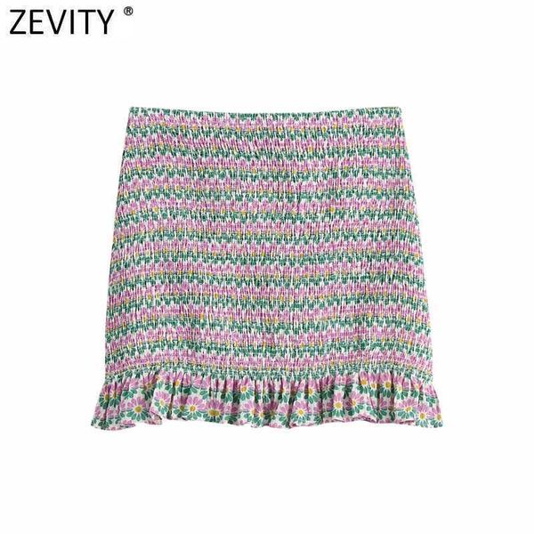 

zevity women vintage honeycomb printing pleated mini skirt faldas mujer female side zipper slimming summer vestidos qun751 210603, Black