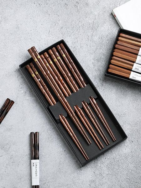 

chopsticks japanese household solid wood creative high-end non slip and temperature resistant