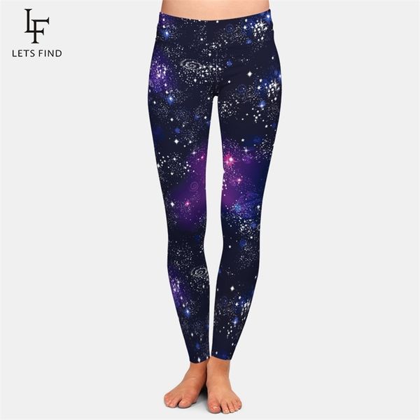 

letsfind fashion arrival 3d galaxy digital print girl leggings women high waist pants elastic plus size 211218, Black