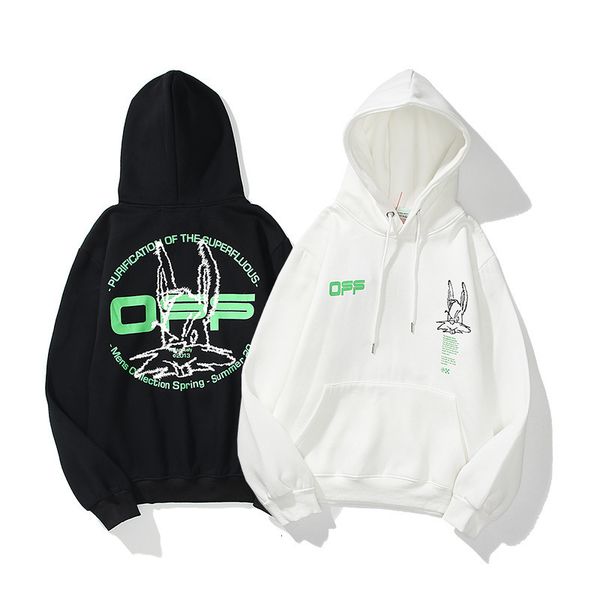 

2021ss new coat off arrow print green letter hoodie for men and women, Black