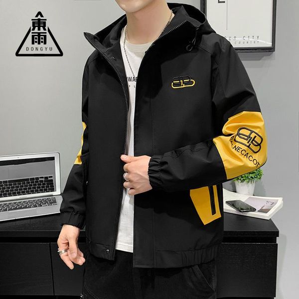 

autumn and winter men's hooded jacket korean fashion casual loose wear jackets, Black;brown