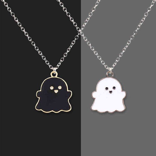 Beste Freunde Honig Liebe Paar Anhänger Halskette 2 PCs/ Set Black White Ghost BFF Gute Freunde Freundschaft Schmuck Halloween Geschenk G1206