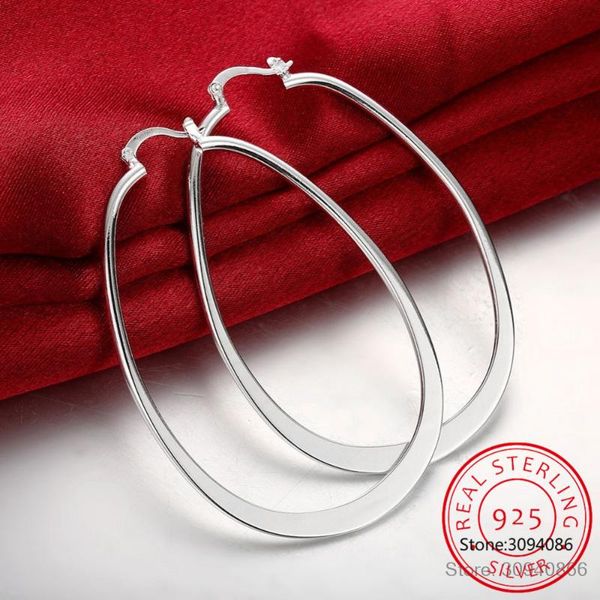

hoop & huggie lekani 925 sterling silver 68mm smooth round earrings for woman gift fashion charm wedding jewelry, Golden;silver