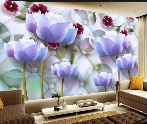 

wallpapers modern background large painting lotus circle soft pack murales de pared 3d wallpaper el badroom mural for living room