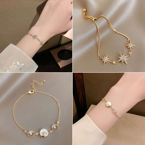 

fashion style bracelet women's adjustable pearl star moon red heart bracelet network red personality minority student friend jewelry, Golden;silver