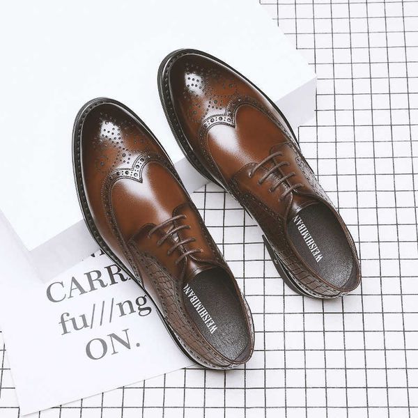 

men's shoes summer block carved leather fashion breathable business ess wedding, Black