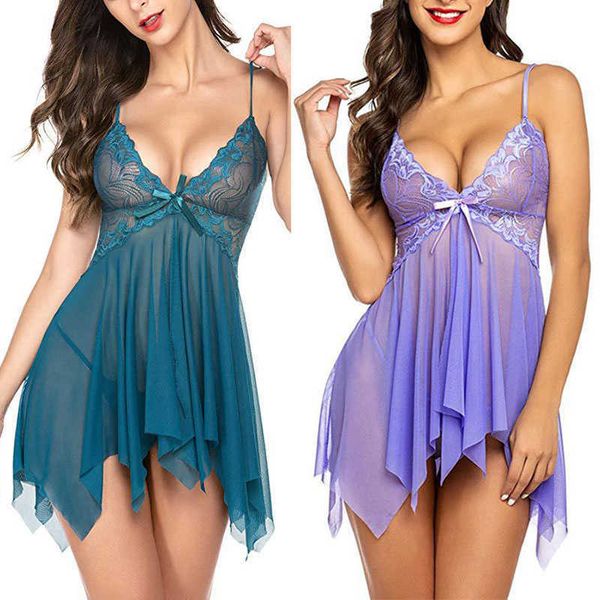 17 cores Mulheres Sexy SleepWear Vol Pijamas Sling Sets Ladies Lace Sleepdress Lingerie feminino Two peças