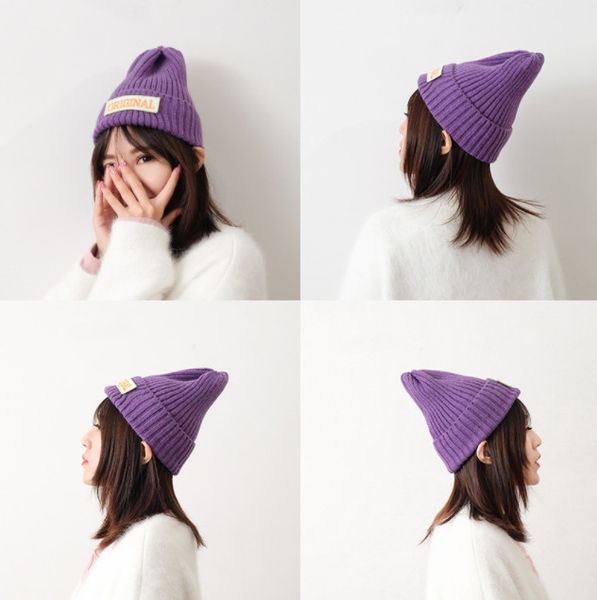 Die neuesten Partyhüte, warmhaltendes einfarbiges Wollgarn für Damen für Herbst- und Winterbriefe, eine Vielzahl von Stilen, unterstützen individuelle Logos