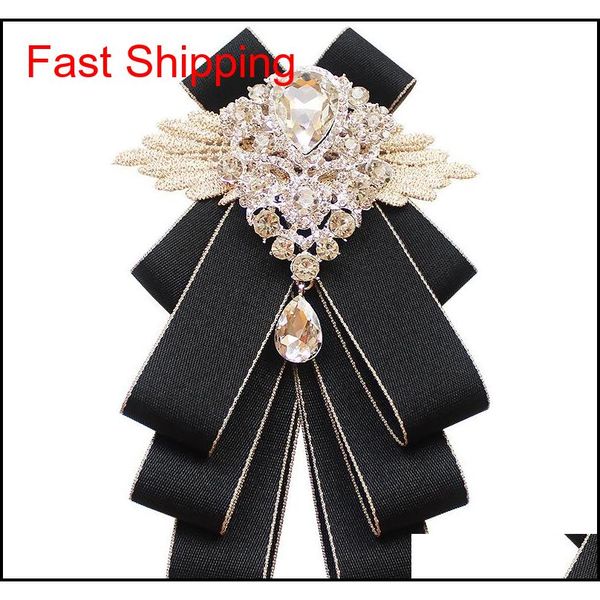 

New High-grade Handmade British Style Red Lattice Rhinestone Bowtie For Men Groom Groomsman Diamond Bow Ties Wed qyleIV queen66, Black;gray