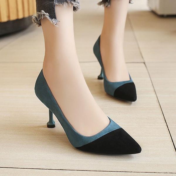 

dress shoes fashion women high heels female bridal pumps lady scarpins blue color matching patent leather w32-17, Black