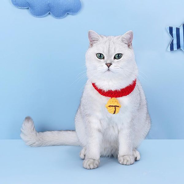 

cat collars & leads pet collar with bell knitted hand-woven dog bow tie supplies red neckwear