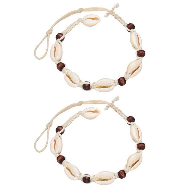 

2pcs ethnic anklets conch design foot chains bracelets bohemian style bracelets