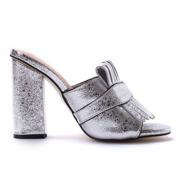 Klassische Designer-Damen-Halbhausschuhe aus 100 % Leder und Wildleder, dicke Absätze, Metallschnalle, Slides, Damenschuh, Strand, Damensandalen, hochhackige Sommerschuhe, große Größe 34–41–42