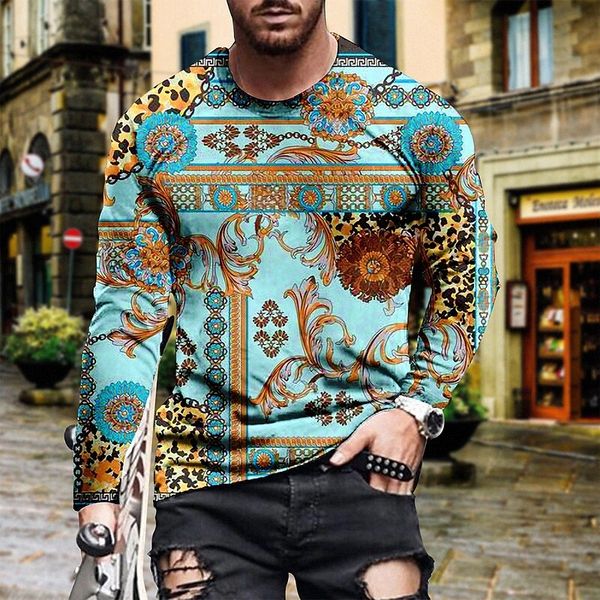 

men's tee t shirt shirt 3d print graphic totem plus size crew neck casual daily print long sleeve basic designer slim fit big and tall, White;black