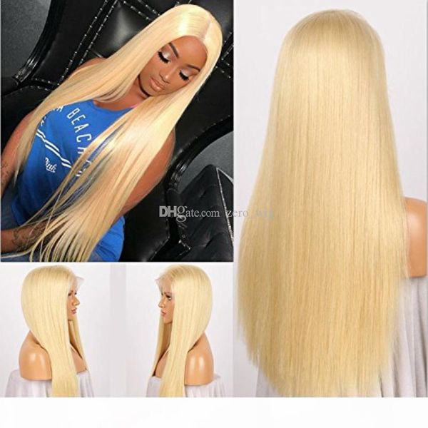 

full lace human hair wigs blonde 613 peruvian hair straight gluless lace front human hair wig for black white women, Black;brown