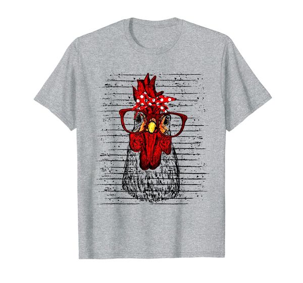 

chicken with bandana headband and glasses cute t-shirt, White;black