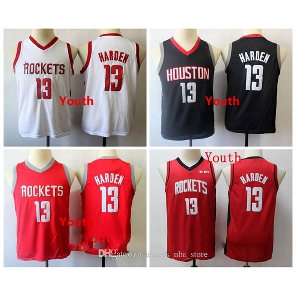 

kids 13 james harden throwback\rhouston\rrockets jersey majestic james harden stitiched white black red youth basketball jerseys