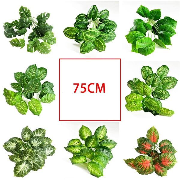 

75cm 18 leaves tropical monstera plastic green artificial fake plants home decor evergreen large faux grass garden decoration