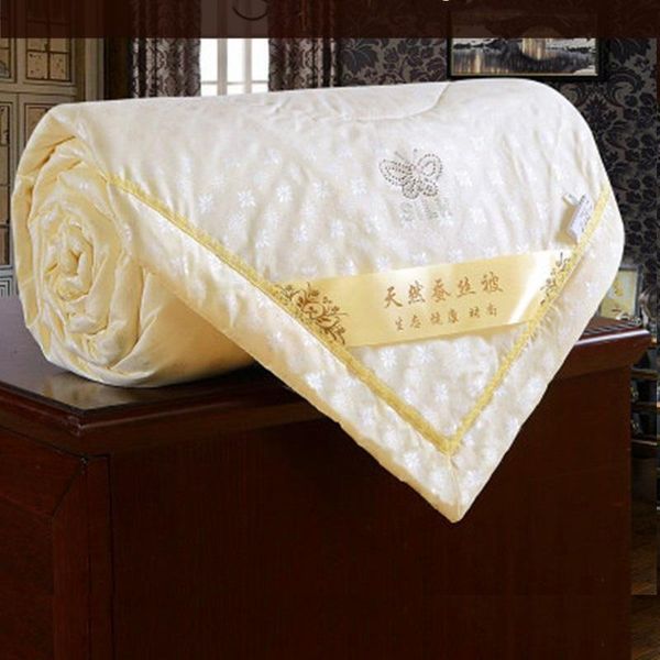 

mulberry silk quilt summer jacquard duvets four seasons keep warm comforters 100% cotton cover king queen full size