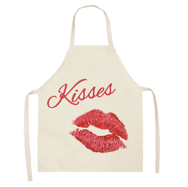 

aprons lipstick makeup artist kitchen 53*65cm cotton linen bibs household cleaning pinafore for women home cooking picnic