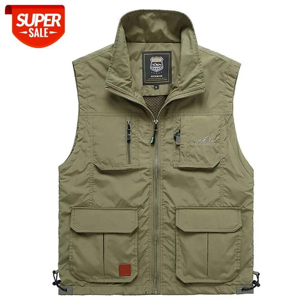 

summer mesh thin multi pocket vest men plus size 4xl male casual 6 colors sleeveless jacket with many pockets reporter waistcoat #vz1s, Black;white
